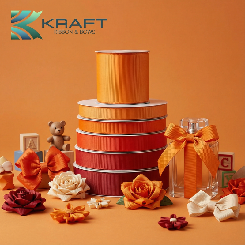 Premium grosgrain ribbon orange series