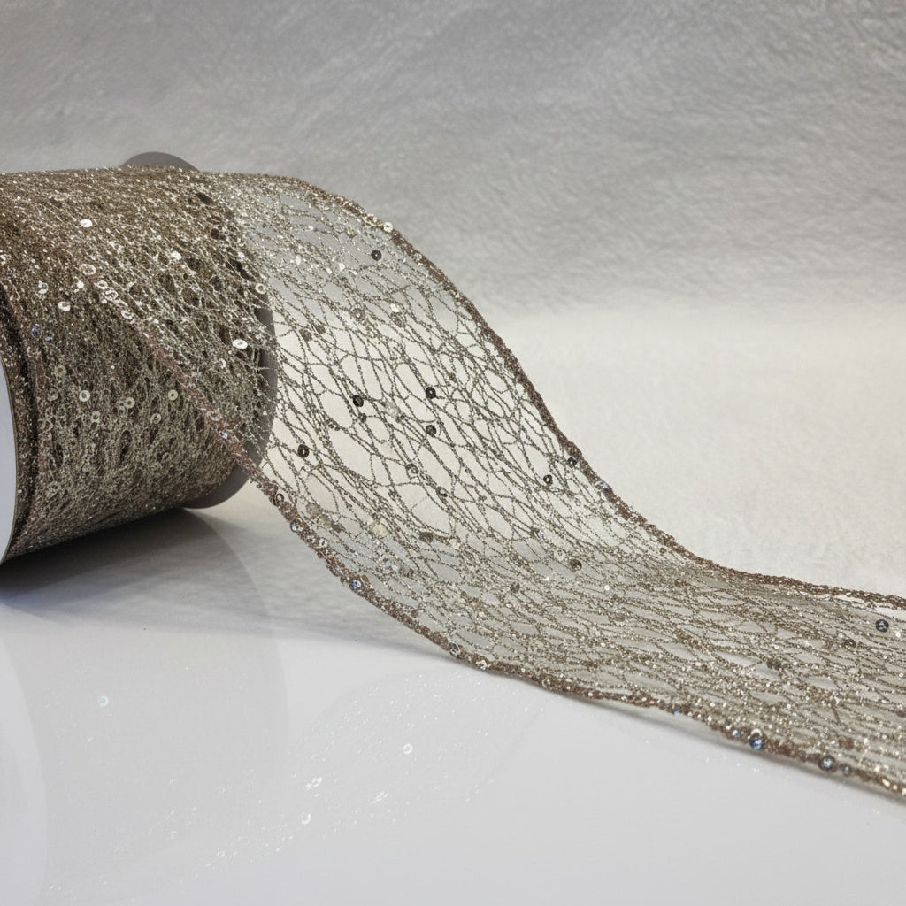 Glitter Mesh Wired Ribbon (2.5inch-63mm)10 yards
