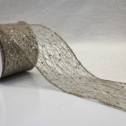 Glitter Mesh Wired Ribbon (2.5inch-63mm)10 yards