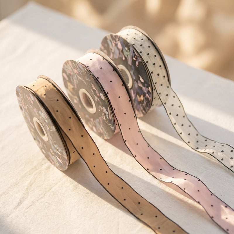 Elegant Satin Ribbon with Rhinestone Dots