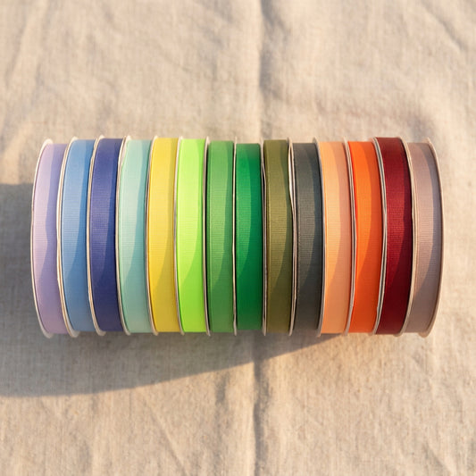 19mm Premium grosgrain ribbon Purple, Green, Yellow, Orange, Brown series