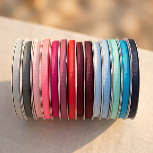 9mm Premium grosgrain ribbon Grey, Pink, Red, Blue series