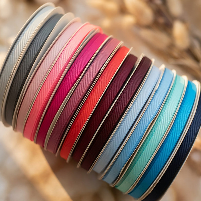 6mm Premium grosgrain ribbon Grey, Pink, Red, Blue series