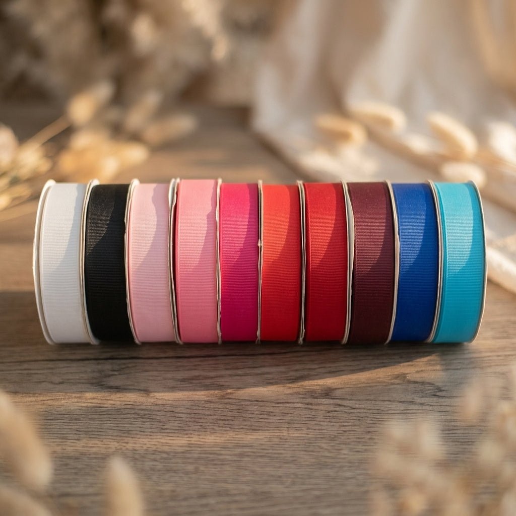 38mm Premium grosgrain ribbon Grey, Pink, Red, Blue series