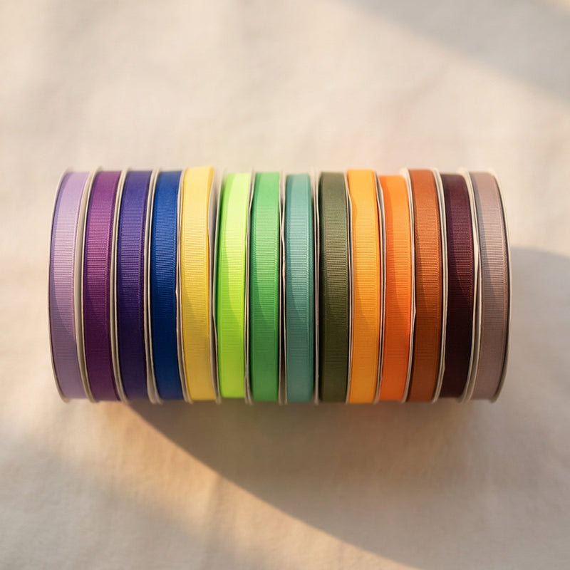 16mm Premium grosgrain ribbon Purple, Green, Yellow, Orange, Brown series