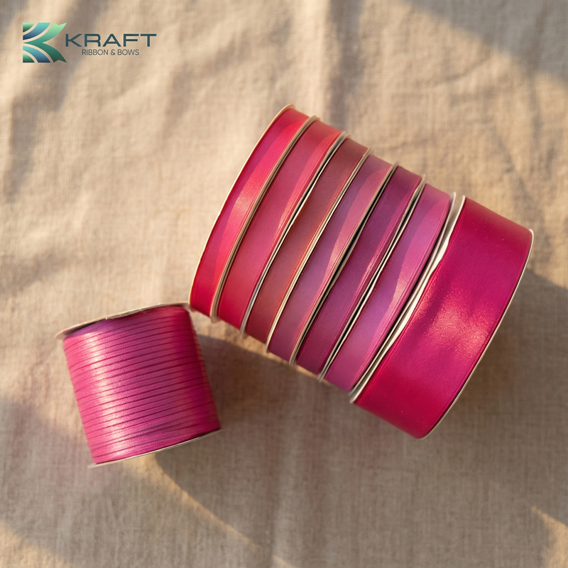PREMIUM DOUBLE FACE SATIN RIBBON DARK PINK SERIES