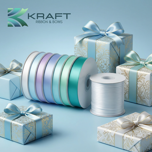 PREMIUM DOUBLE FACE SATIN RIBBON LIGHT BLUE SERIES