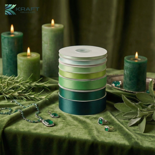 PREMIUM DOUBLE FACE SATIN RIBBON GREEN SERIES 2