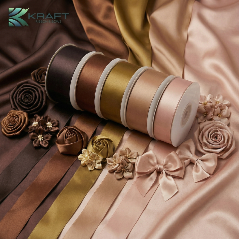 PREMIUM DOUBLE FACE SATIN RIBBON BROWN SERIES