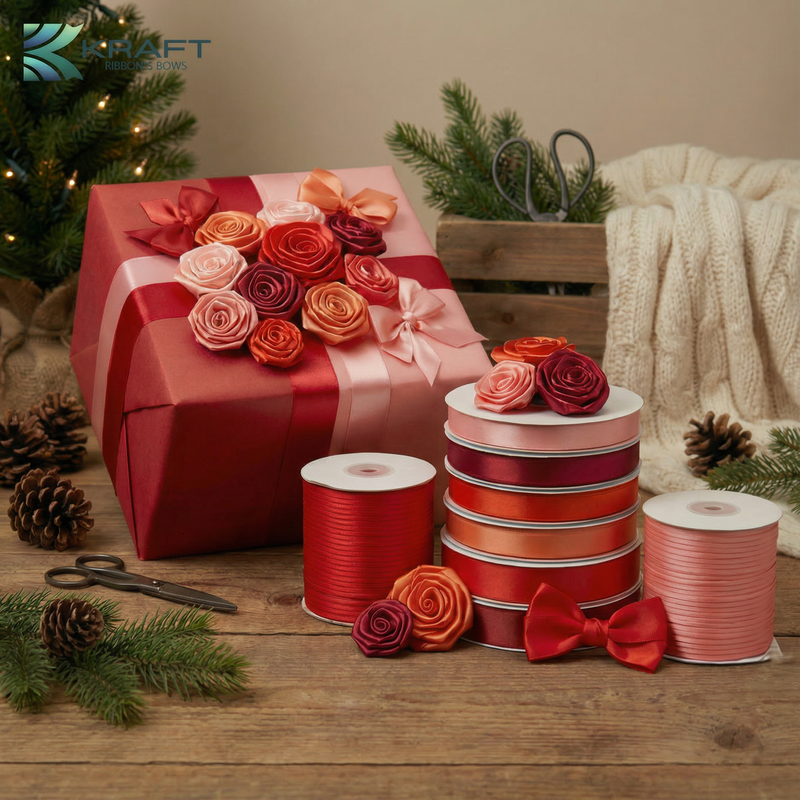 PREMIUM DOUBLE FACE SATIN RIBBON RED SERIES