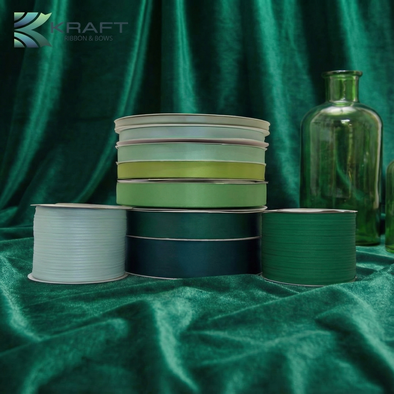 PREMIUM DOUBLE FACE SATIN RIBBON GREEN SERIES 2