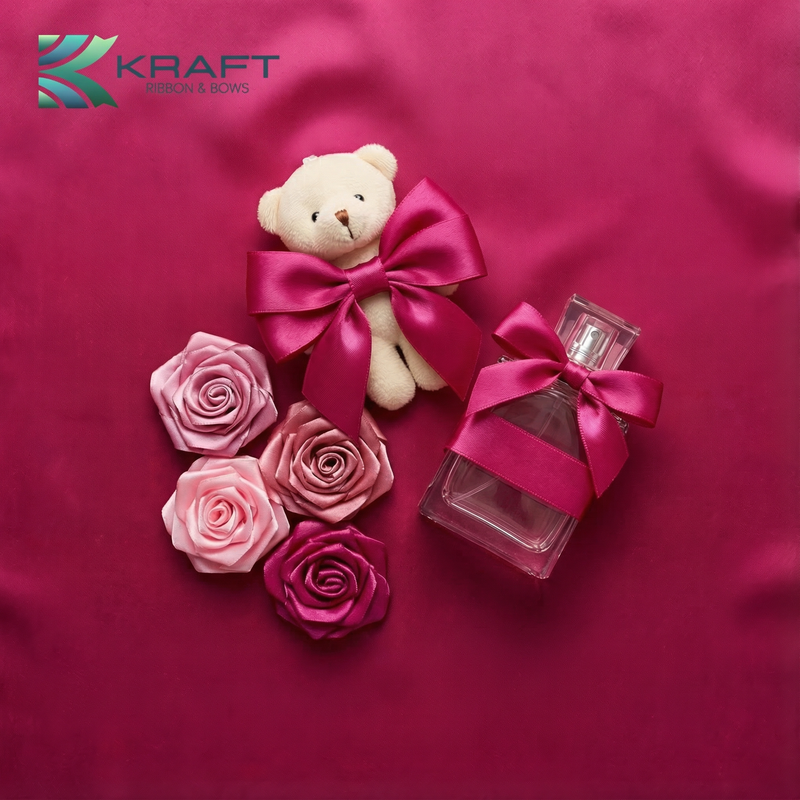 PREMIUM DOUBLE FACE SATIN RIBBON DARK PINK SERIES