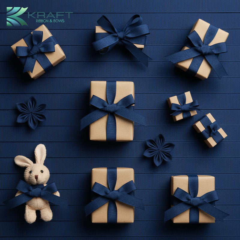 Premium grosgrain ribbon dark blue series