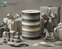 Premium grosgrain ribbon white, grey and black series