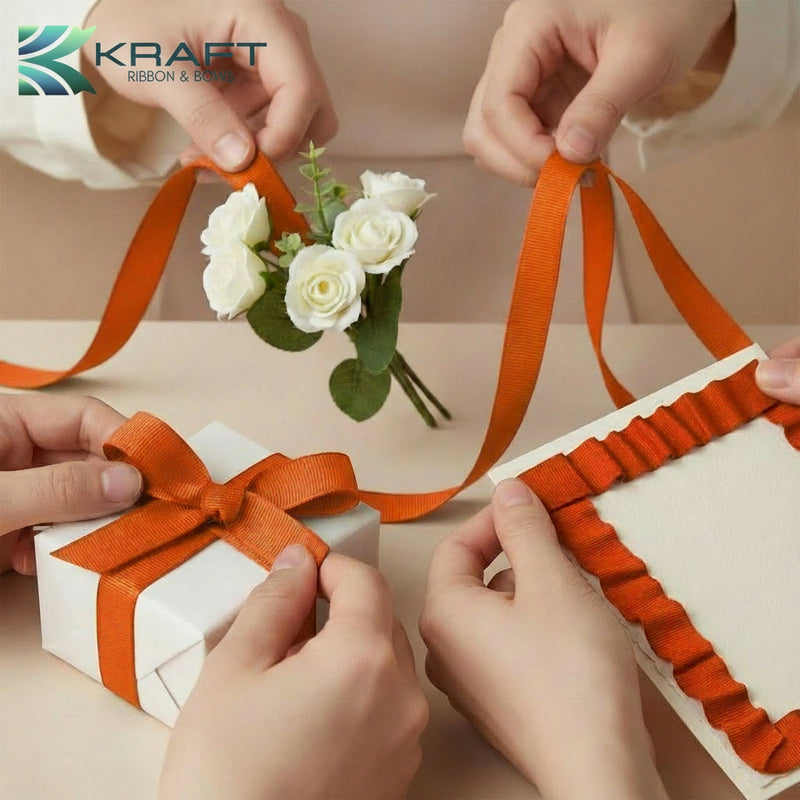 Premium grosgrain ribbon orange series