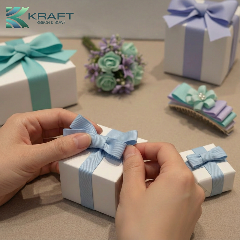 Premium grosgrain ribbon light blue series